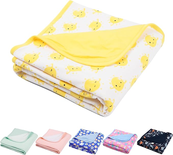 Supersoft Baby Blankets for Girls Boys, Rayon Made from Bamboo Baby Quilt - Breathable & Hypoallergenic Blanket for Bedding Crib Stroller 30"x40" (Yellow Planet)