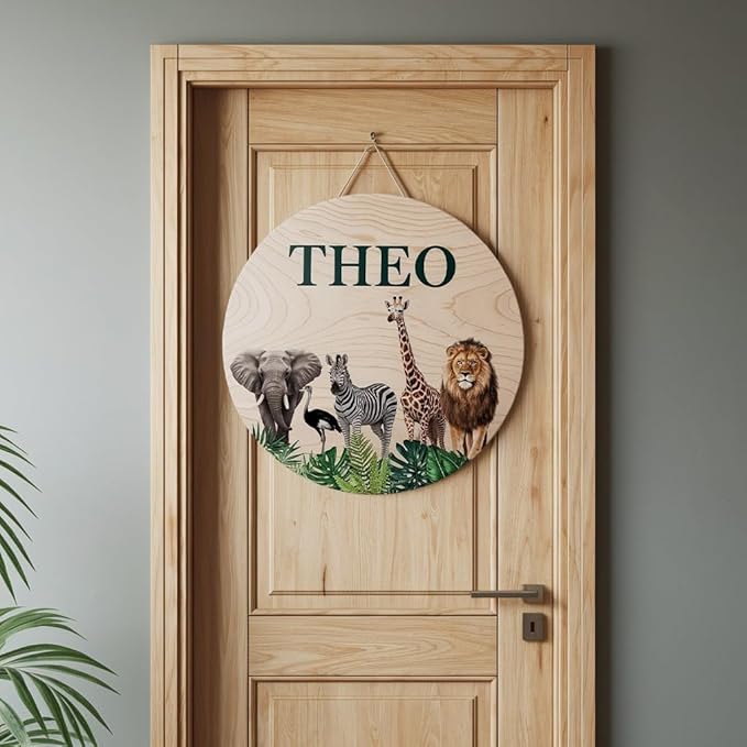 Personalized Name for Nursery Wall, Desert Animals Sign for Baby Door Decor, Newborn Gifts for Boy, Boys Nursery Wall Bedroom Decorations, Mother's Day Gifts for New Mom Dad Gift