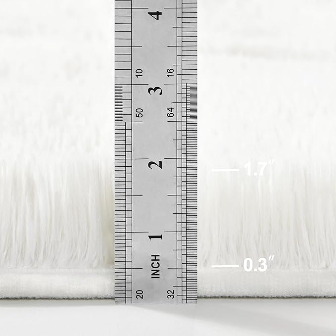 Large Shag Area Rugs 6 x 9, Plush Fuzzy Rugs for Living Room, Ultra Soft Fluffy Furry Rug for Bedroom, Indoor Carpet Nursery Rugs for Kids Room Home Decor, White