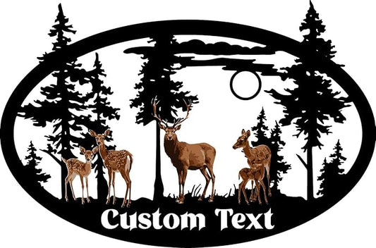 White Tailed Deers Metal Signs Customized, Deer Hunter's Gift, Custom Signs Outdoor Metal, Personalized Family Name Sign, Colorful Wall Art, Porch/Cabin/Lodge/Antler/Camping Decor