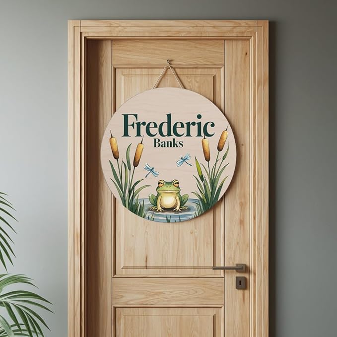 Personalized Baby Name Signs for Nursery, Frog Sign for Baby Door Decor, Newborn Gifts for Boy, Boys Nursery Wall Bedroom Decorations, Mother's Day Gifts for New Mom Dad Gift
