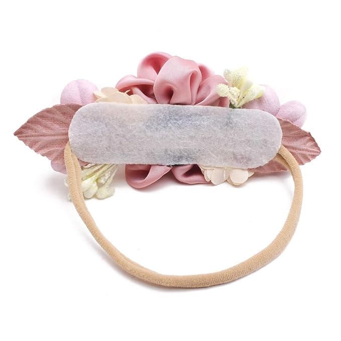Baby Girl Floral Headbands- 3pcs Nylon Headband Handmade Flower Crown Elastic Hairband Newborn Toddler Hair Accessories Gifts for Girls （1-6 years old）