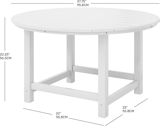 Costaelm Kids Dinner Table, Toddler Play Desk Student Desk Outdoor Childrens Picnic Tables for Children Arts & Crafts, Snack Time, Multi-Activity Table for Ages 2-8 in Home/Outside, White