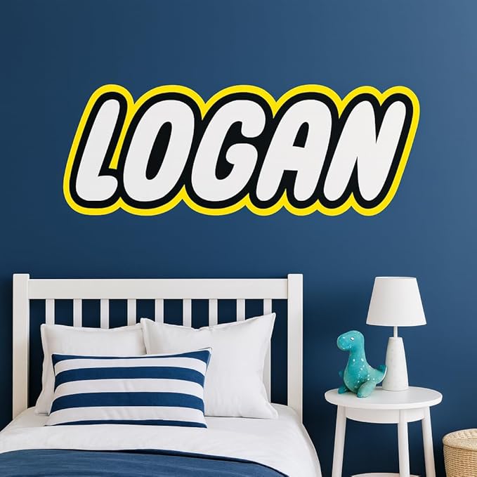 Personalized Building Blocks Wall Decal for Kids – Custom Brick Style Name Sticker for Boys Bedroom – Kids Room Decor Art – Customizable Name Sign for Nursery Playroom Themed Wall Decoration