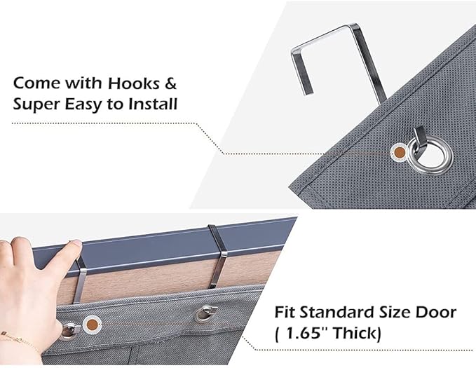 Hanging Storage Organizer Over the Door Shoes Organizer Kids Shoe Rack with 12 Large Fabric Pockets for Closet Shoe Holder Hanger (GREY)