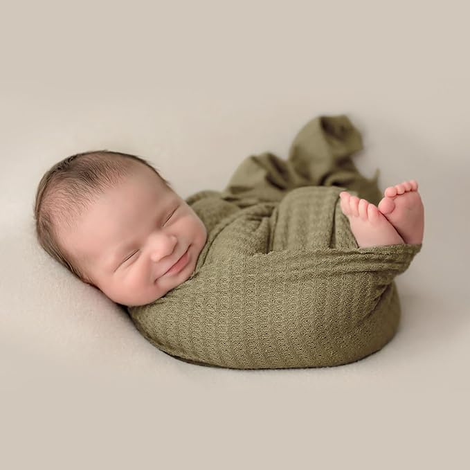 Newborn Photography Props for Baby Boys and Girls Newborn Wraps for Infant Baby Photoshoot Waffle Texture Knit Blanket