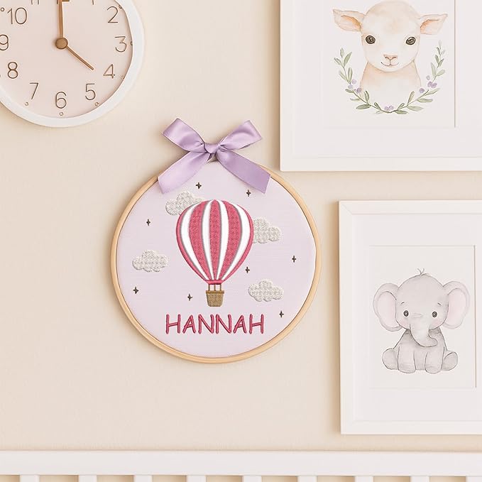 Personalized Baby Name Sign Welcome Baby Announcement Sign Newborn Baby Embroidery Hoop with Bows Baby Hospital Name Sign Custom Infant Baby Name Baby Shower Gifts (11)