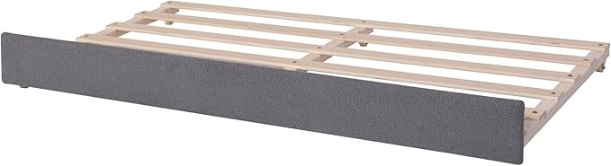 Merax Twin Size Upholstered Daybed with Light and Trundle, Gray Teddy Fleece Sofa Bed Modern Wooden Platform Bed Frame for Bedroom, Living Room, Guest Room, Apartment