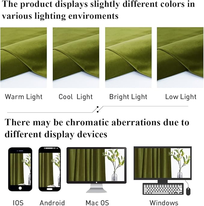 StangH Olive Green Velvet Curtains for Living Room 96 inches Long Luxury Room Darkening Privacy Sliding Door Panels Back Tab for Dining Room/Office, W52 x L96, 2 Panels
