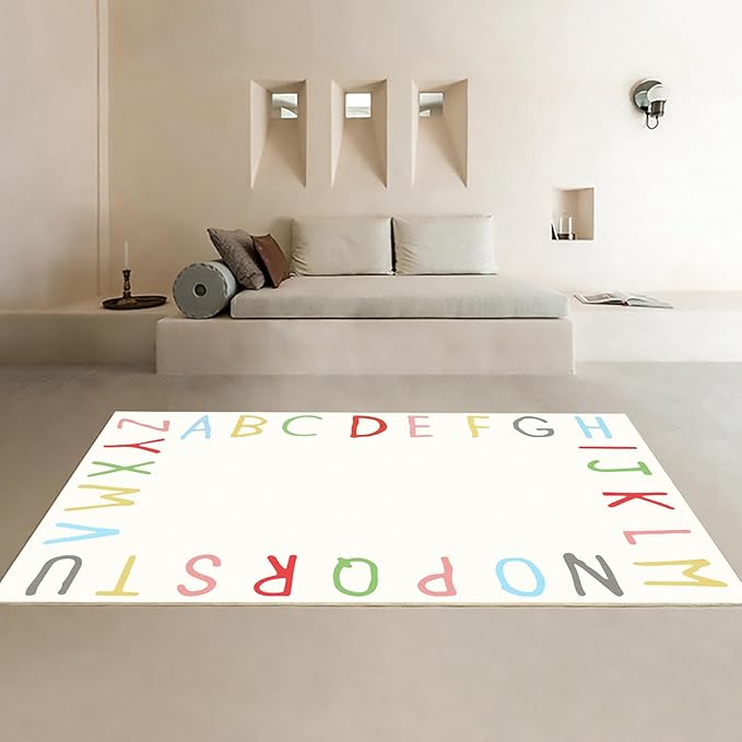 SHIPKEY 5x7 Feet Living Room Rugs, Cartoon Alphabet Nursery Rug for Bedroom, Extra Large Dorm Rug for Children (150x210 cm)
