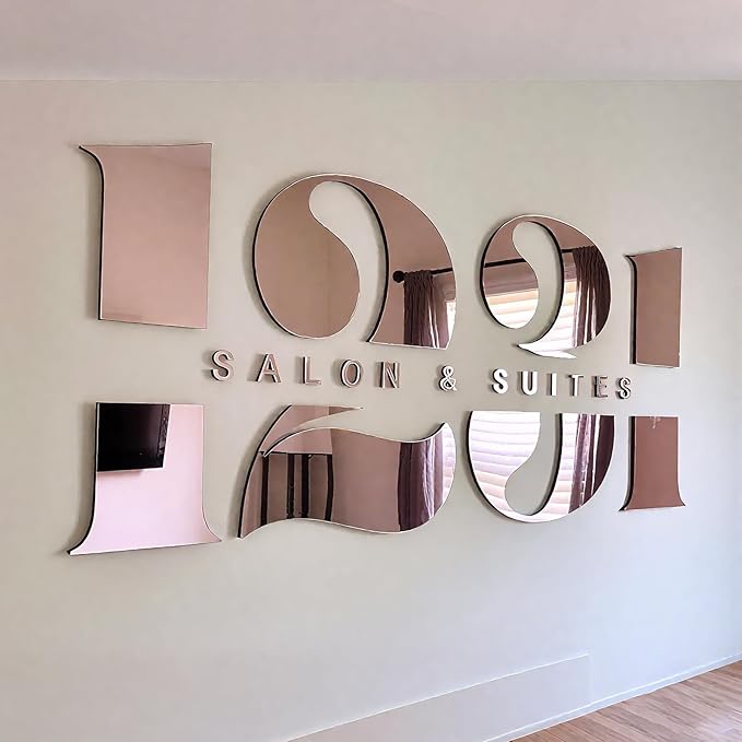 Custom Rose Gold Acrylic Logo Sign for Business Salon or Office Wall Signage (Rose Gold)