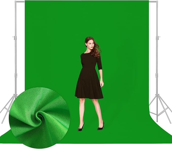YSKE-Y1 10x7ft Green Photo Backdrop Background, Seamless Fabric Photography Backdrop Curtain Screen for Photoshoot Video Studio Party
