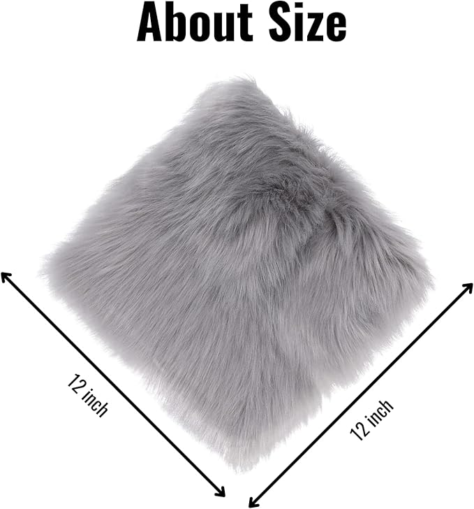 12inch Square Small Faux Fur Sheepskin Cushion Soft Plush Area Rug,Photo Background for Small Product Desktop Photography,Display and Decor,Jewelry,Nail Art,Locker Accessories (Grey)