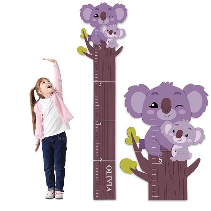 Personalized Name Growth Chart, Cute Koala Wood Height Chart, Height Measurement for Wall Boy Girls, Height Wall Chart Growth Measuring Ruler Room Wall Decor