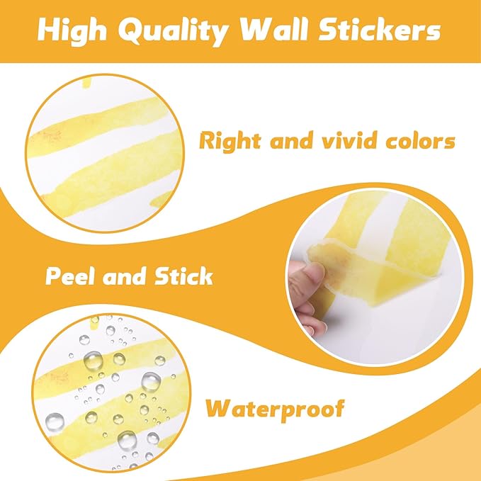 Sun Wall Decals Removable Peel and Stick Window Clings 2-Sheet Set Large Boho Sun Wall Stickers for Kids Room, Nursery Classroom,Playroom Decor