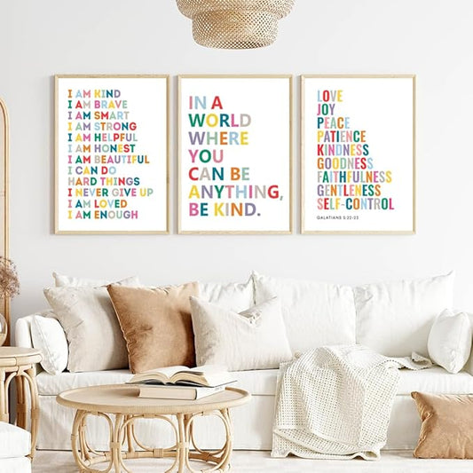 LUHDFYS Kid Affirmations Encourage Poster and Prints Colorful Wall Art Kids Bedroom Sign Nursery Playroom Canvas Wall Art Decor Unframed(16X24Inch Unframed)