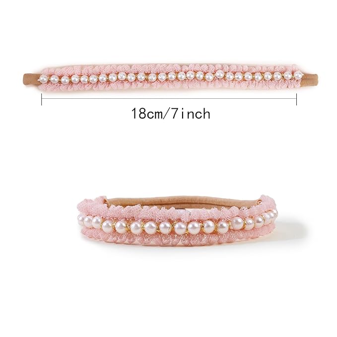 OOSAKU Baby Girl Flower Headbands Set Elastic Floral Headbands 6pcs Soft Nylon Hair Band for Newborn Toddler Hair Accessories (XKFD001)