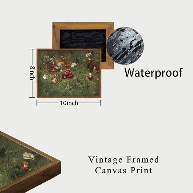 OIQArtOIQ Vintage Landscape Canvas Wall Art Framed Natural Scenery Painting Artwork Prints France Country Wilderness Farmhouse Decor Pictures Kitchen Bedroom Living Room Bathroom