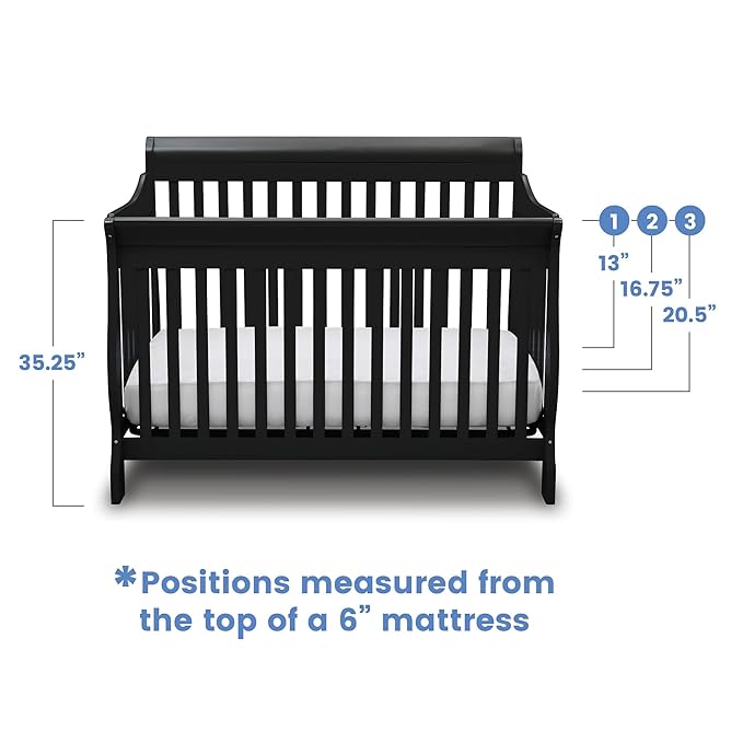 Delta Children Canton 4-in-1 Convertible Crib - Easy to Assemble, Black