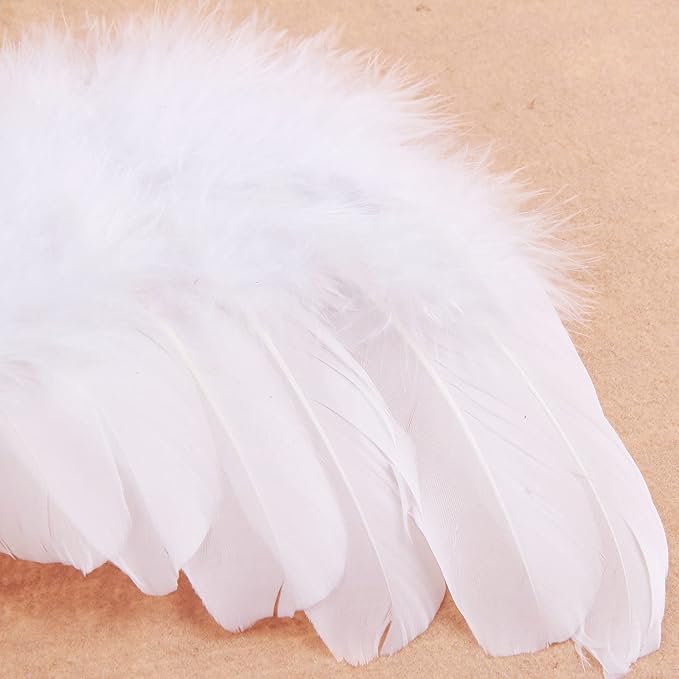 Nishine 2 PACK White Newborn Fuzzy Feather Angel Wings + Headband Set for Baby Cosplay Girls Costume Photography
