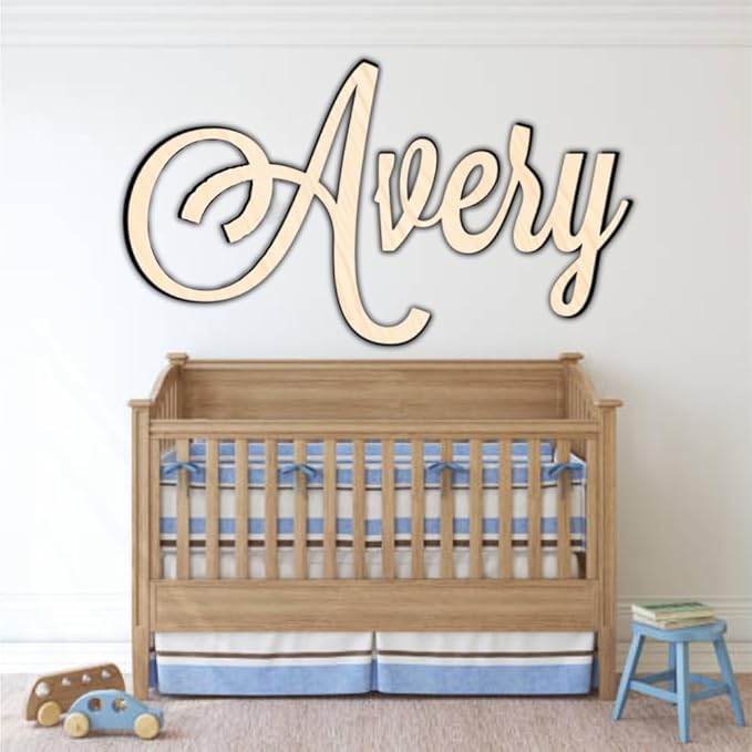 Personalized Wooden Baby Name Sign - Custom Name Wall Decor for Nursery - Boy & Girl Name Signs - Baby Announcement Sign - Wooden Custom Name Signs for Wall - Ideal Nursery Name Signs