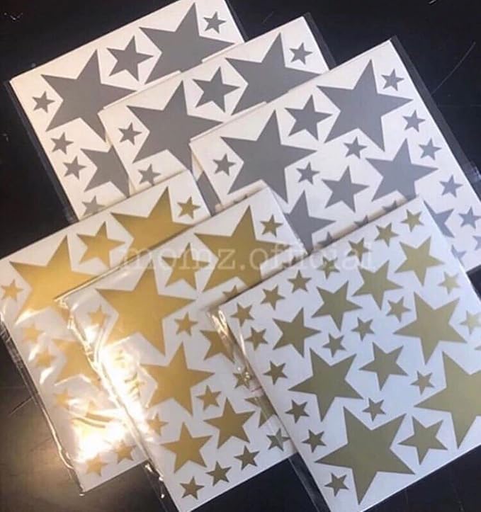 Baby Blue Star Stickers for Boys and Girls Nursery, Wall Decals for Kids Room (Light Blue, Mix Star 112Pcs)