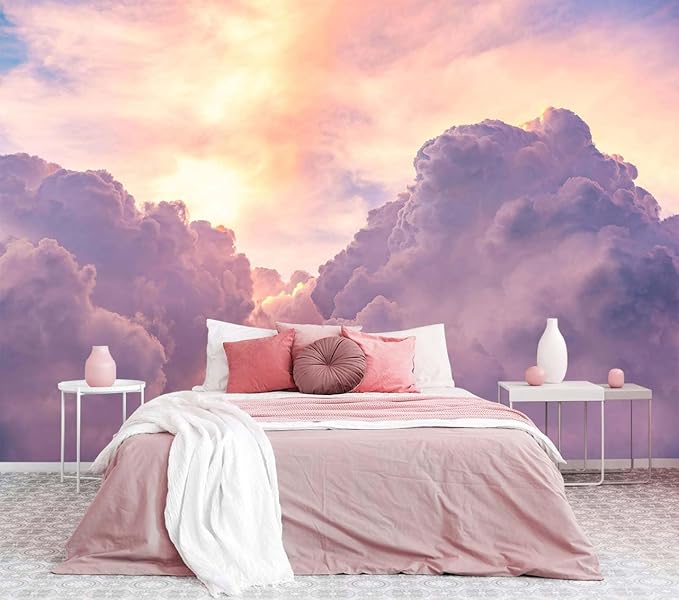 Sky Cloud Wallpaper Mural for Bedroom Living Room Bathroom(Not Self-Adhesive)
