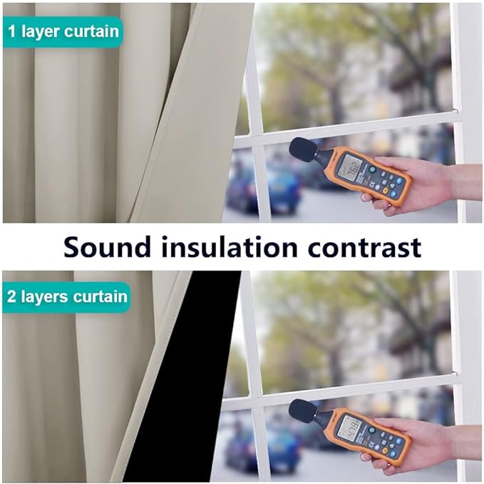 NICETOWN Natural Blackout Curtains 80 inches Long, Full Light Blocking Drapes with Black Liner for Nursery, Thermal Insulated Draperies for Hall, Villa (2 Pieces, 42" Wide Each Panel, Natural)