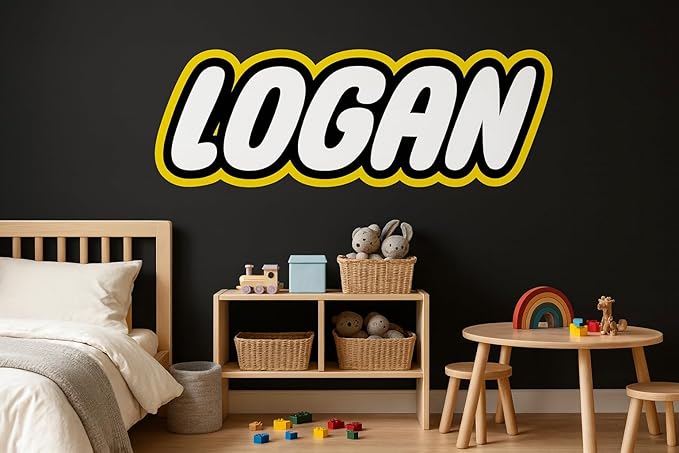 Personalized Building Blocks Wall Decal for Kids – Custom Brick Style Name Sticker for Boys Bedroom – Kids Room Decor Art – Customizable Name Sign for Nursery Playroom Themed Wall Decoration