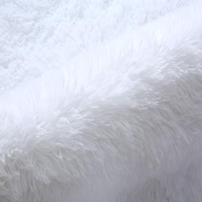 CAIYUECS Shag Area Rug,Indoor Ultra Soft Shaggy Plush Rugs for Bedroom Living Room, Non-Skid Modern Nursery Faux Fur Rugs for Kids Room Home Decor (3x5 Feet, White)