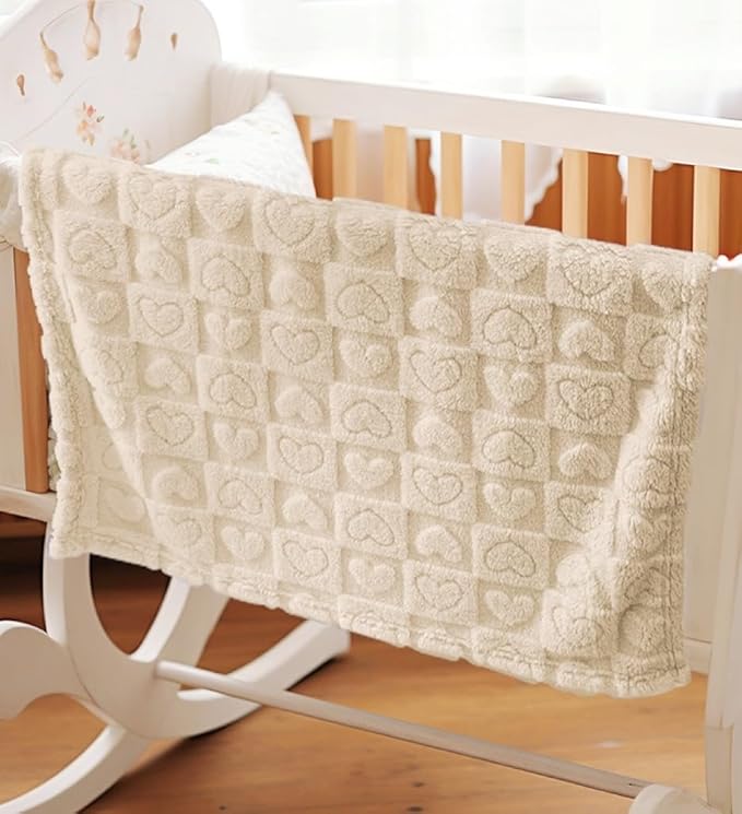2 Pcs Cream White Small Blanket for Kids Soft Cozy Throw Blankets for Bed, Cute Small Travel Blanket, 40 X 50