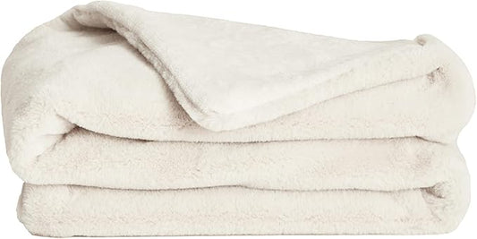 UnHide Lil’ Marsh - Faux Fur Blanket - Durable, Lightweight, Extra Soft Blanket - Machine Washable - Add a Layer of Softness to Any Bed, Couch, or Reading Chair - Snow White, X-Small (34” x 44”)