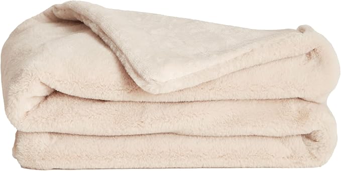 UnHide Lil’ Marsh - Faux Fur Blanket - Durable, Lightweight, Extra Soft Blanket - Machine Washable - Add a Layer of Softness to Any Bed, Couch, or Reading Chair - Beige Bear, X-Small (34” x 44”)