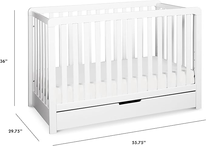 Carter's by DaVinci Colby 4-in-1 Convertible Crib with Trundle Drawer in White, Greenguard Gold Certified, Undercrib Storage