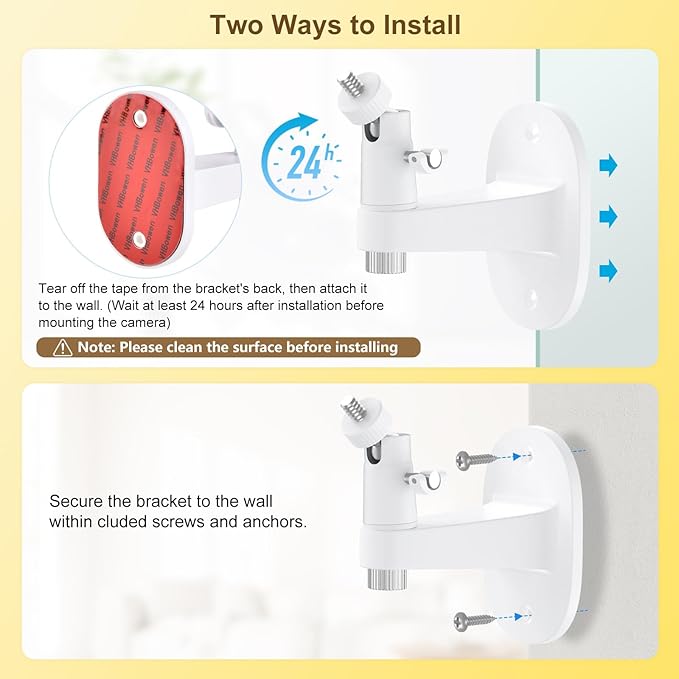 Adjustable Baby Monitor Wall Mount for HelloBaby HB6550/HB6550 Pro/HB6560/HB65/HB6240/HB6339 & ANMEATE SM935E, 360° Swivel Baby Monitor Stand Adhesive Wall Mount with Perfect View and Easy to Install