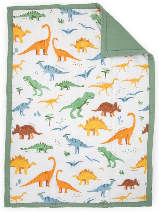 Little Unicorn Lofty Comforter Blanket | Super Soft & Breathable Muslin Fabric| Great for Play & Bedtime Blanket (Dino Names)