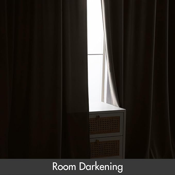 MIULEE Taupe Velvet Curtains Thermal Insulated Blackout Curtain Drapes for Bedroom Living Room Darkening 108 Inches Long Curtains Panels Rod Pocket Set of 2