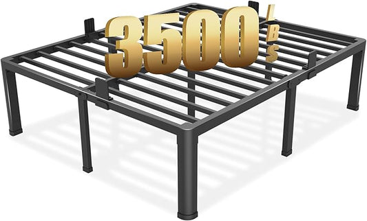 18 inch Queen Bed Frame with Round Corner Legs Mattress Slide Stopper,3500 lbs Heavy Duty Metal Platform,Steel Slats Support,No Box Spring Needed,Easy Assembly,Noise Free