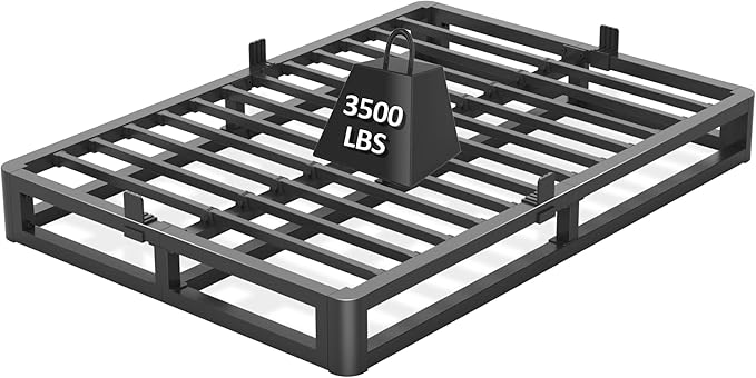 6 Inch Full Bed Frame with Round Corner Edges, Low Profile Full Metal Platform Bed Frame with Steel Slat Support, No Box Spring Needed/Easy Assembly/Noise Free Mattress Foundation