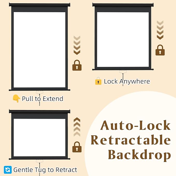 Retractable White Photography Backdrop 36"x59", Portable Roll-Up, Pull-Down Background, Auto-Lock Backdrop Screen for Passport Photo, Product Photography, Headshots, Video Studio
