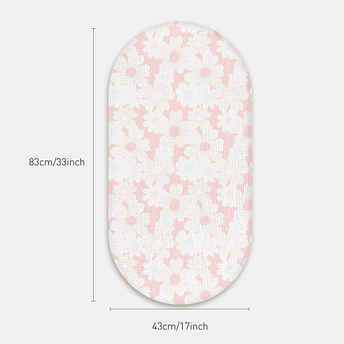 Gllquen Baby Muslin Bassinet Sheets 3 Pack, Breathable Elastic Cozy Fitted Cotton Bassinet Mattress Sheet for Baby Boy Girls, Fit for Hourglass Oval Rectangular Cradle Pad Sheets 33"x17" (Pink)