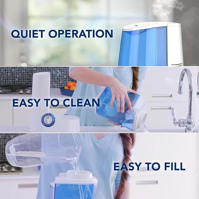 Vicks Warm Mist Humidifier - Air Humidifier for Bedroom, Home & Large Room, Baby, Kids and Adults Soothing Steam Vaporizer for Cough, Congestion, Allergies & Dry Air, VapoSteam Compatible