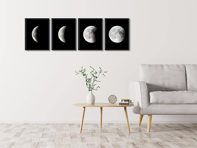 Wieco Art Framed Wall Art Modern Giclee Canvas Prints Artwork Abstract Space Black and White Pictures to Photo Paintings on Canvas Wall Art for Home Office Decorations Wall Decor