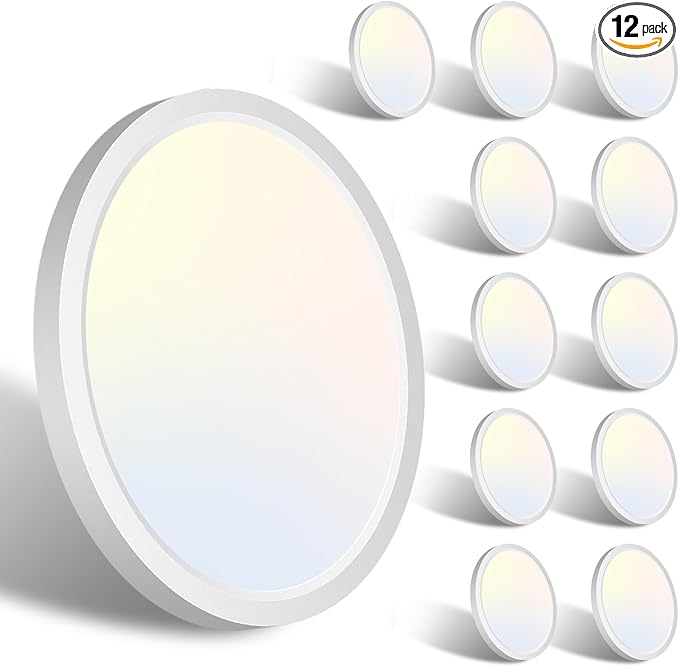 Libtit 12Pack 7Inch Led Ceiling Light - Flush Mount, 15W 1500Lm, 3000K/4000K/6500K, Small Round Recessed Led Kitchen/Bathroom/Hallway/Closet Light Fixtures