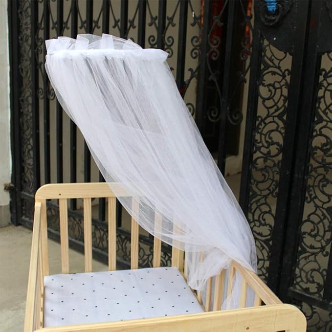 Breathable Protective Net for Baby Crib, Premium Soft Mesh Yarn, Canopy Netting Cover for Infant Bedroom, White, 1.6x4.2m, Single Door Opening