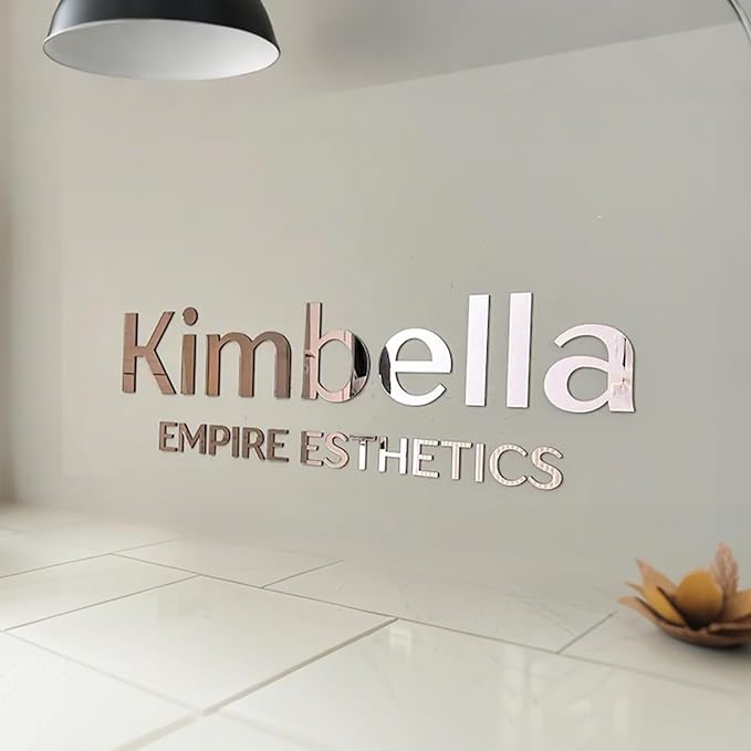 Custom Rose Gold Acrylic Logo Sign for Business Salon or Office Wall Signage (Rose Gold)