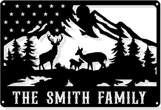 Personalized Deer Metal Cabin Sign, Custom Family Name Sign, Custom Signs Outdoor Metal, Personalized Camping Signs, Deer Hunter Gift, Cabin Decor, Porch Sign
