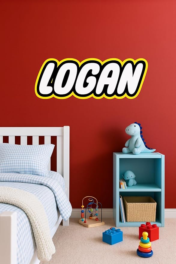 Personalized Building Blocks Wall Decal for Kids – Custom Brick Style Name Sticker for Boys Bedroom – Kids Room Decor Art – Customizable Name Sign for Nursery Playroom Themed Wall Decoration