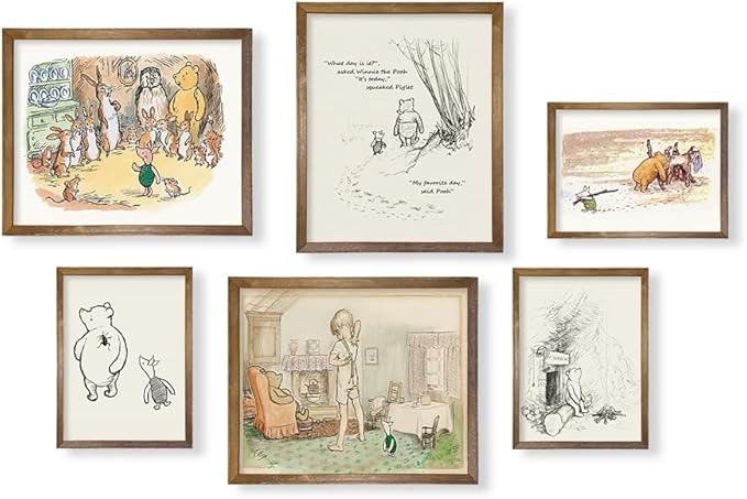 Vintage Hundred Acre Wood Poster - You Are Braver Than You Think - Winnie The Pooh Nursery Wall Art - Toddler Room Decor - Gifts for Winnie Fans Lover - Motivational Quote for Kids Little Boys Bedroom