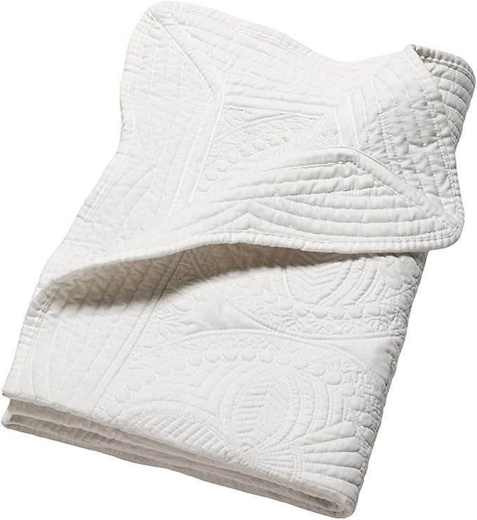 PEACELOVER Embossed Neutral Baby Quilt Durable, Lightweight Baby Blankets Four Seasons for Personlized Monogram Cotton Quilted Blanket Toddler Quilt for Boys and Girls 46x36 Inches (white1)